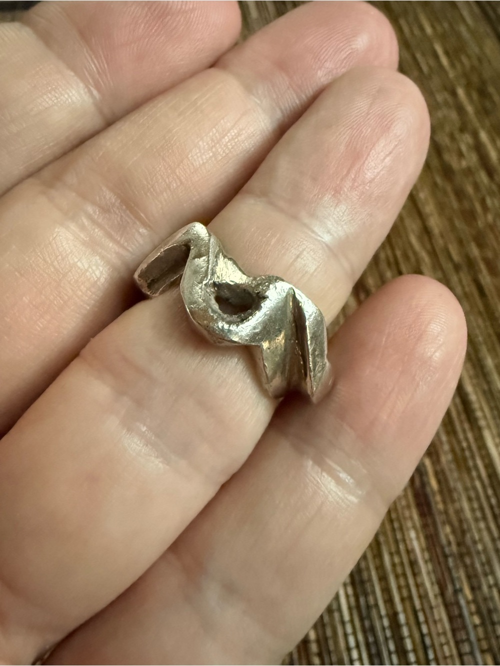 Modernist Silver Ring Mid Century Modern MCM Brutalist Band Size 7